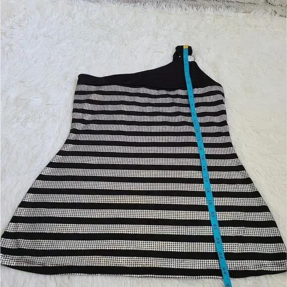 Egen Y2K Black And Silver One Shoulder Blouse SZ M - Picture 3 of 8